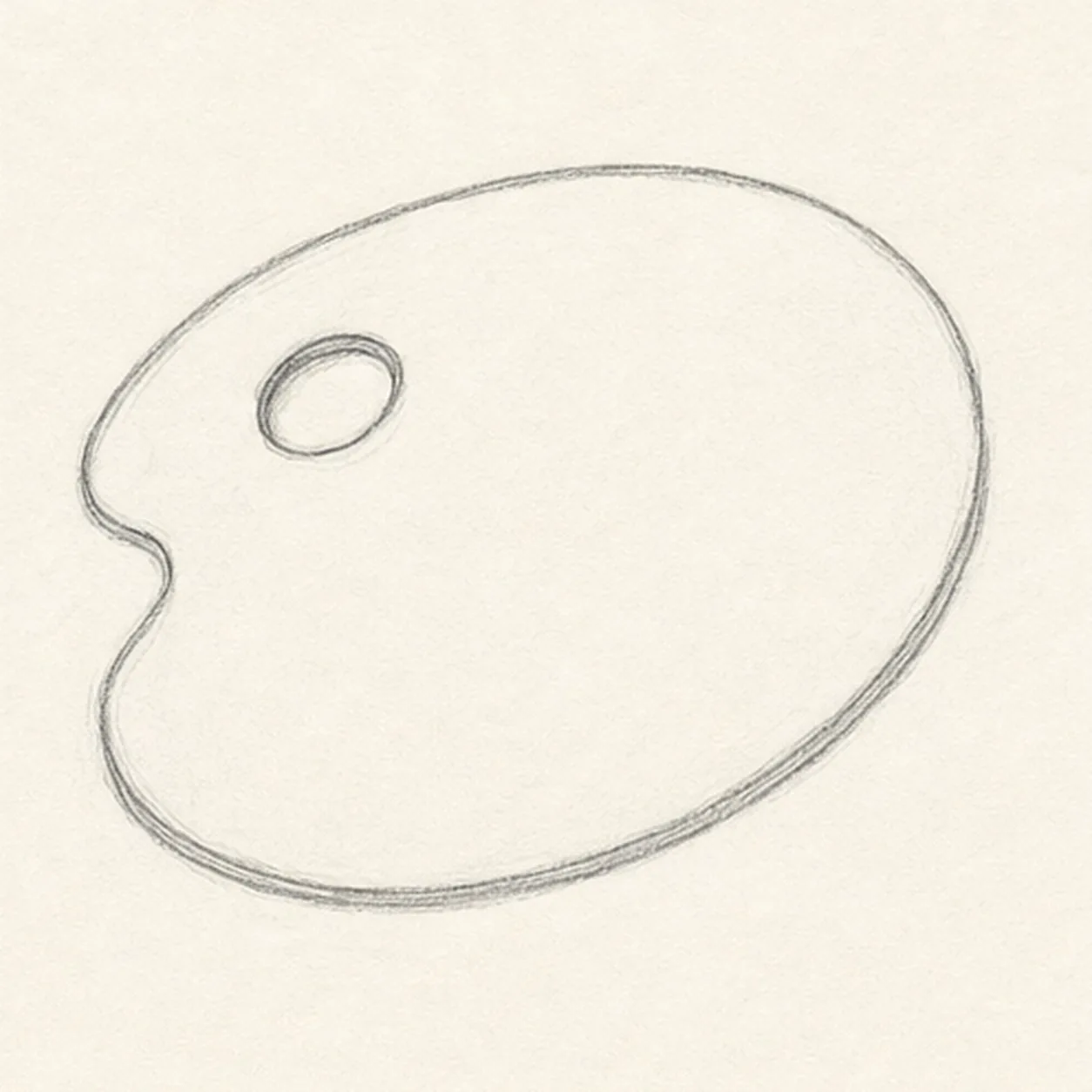 Shape the palette stage for how to draw a paint palette and brush
