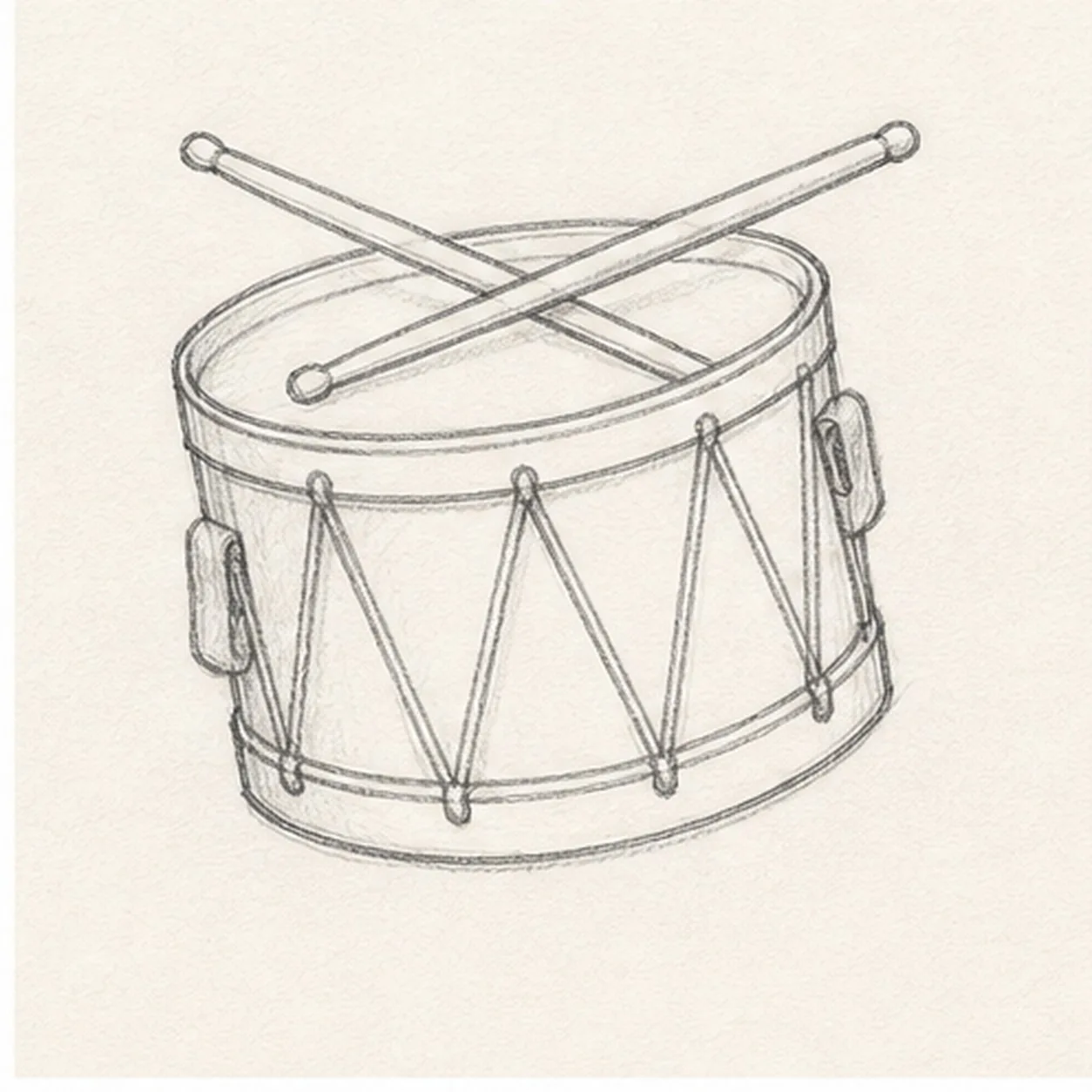 Add straps and lacing stage for how to draw a parade drum