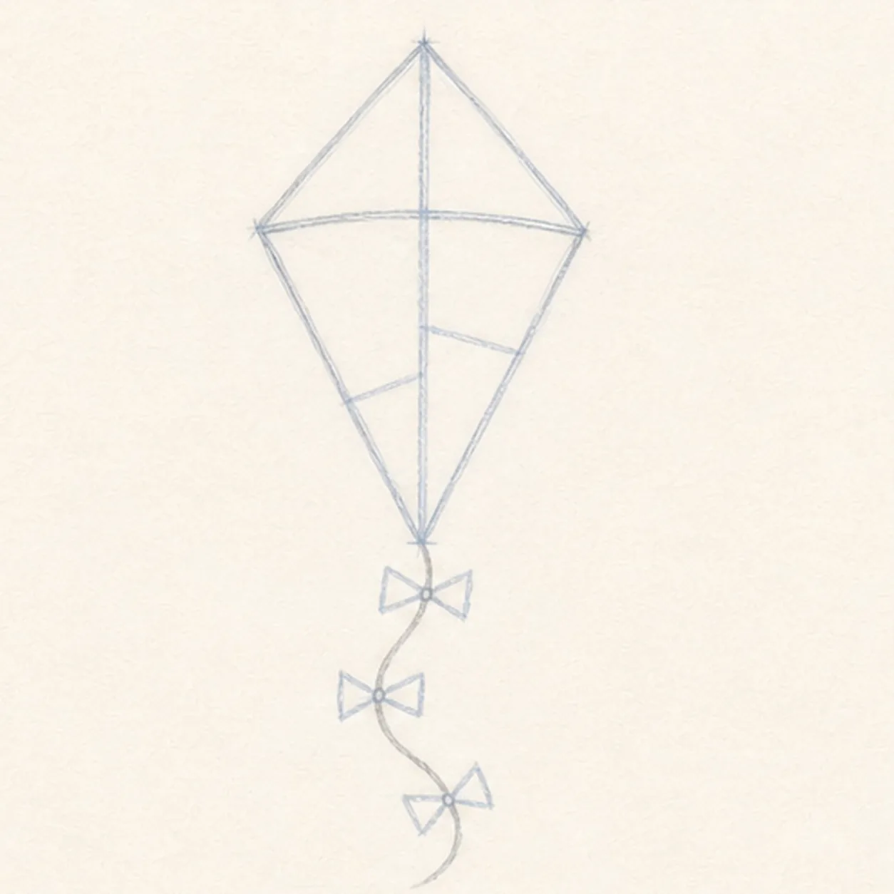 Add the string and bows stage for how to draw a patchwork kite