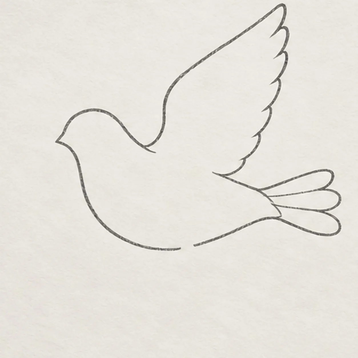 Lift the near wing and tail stage for how to draw a peace dove with an olive branch
