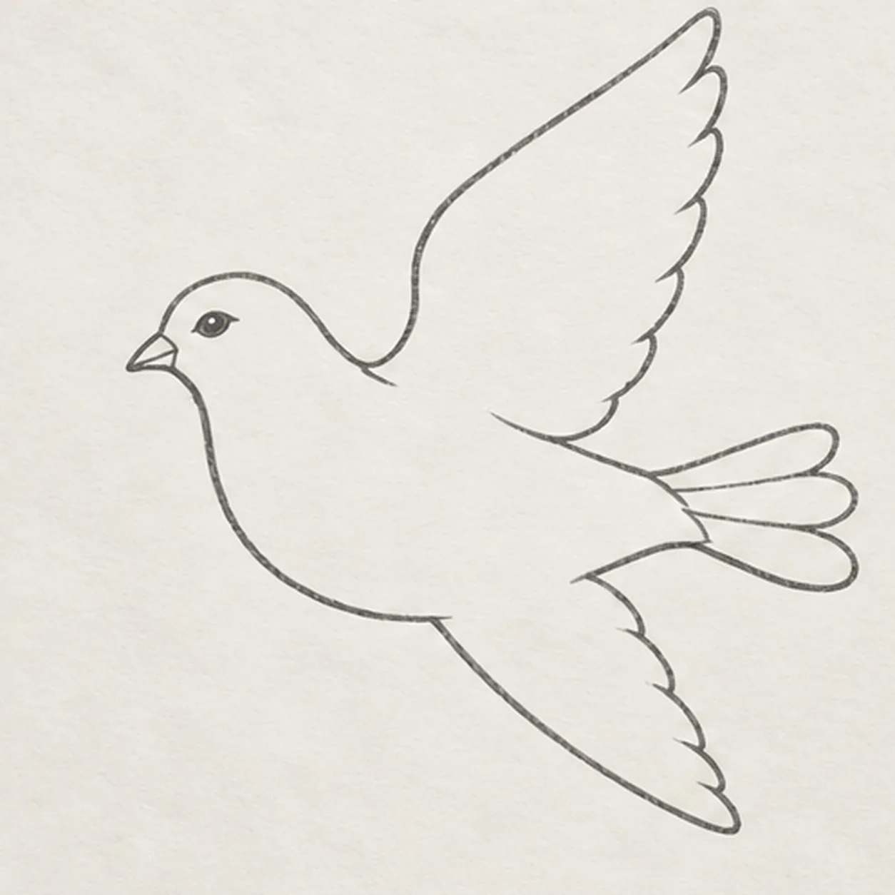 Add the far wing and face stage for how to draw a peace dove with an olive branch