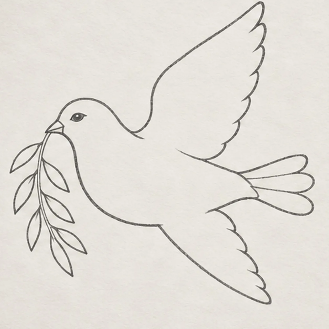 Place the olive branch stage for how to draw a peace dove with an olive branch