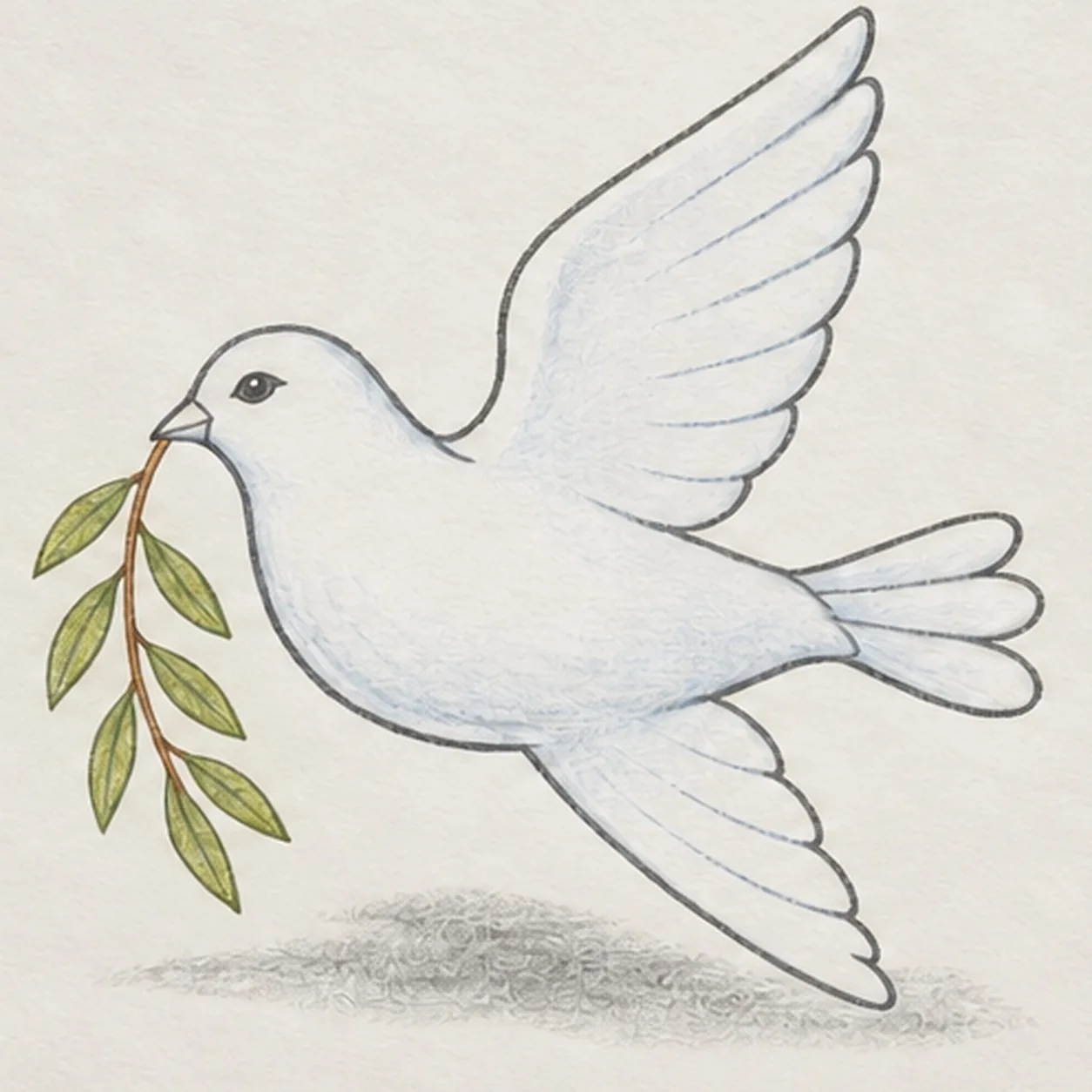 Set feathers and quiet color stage for how to draw a peace dove with an olive branch
