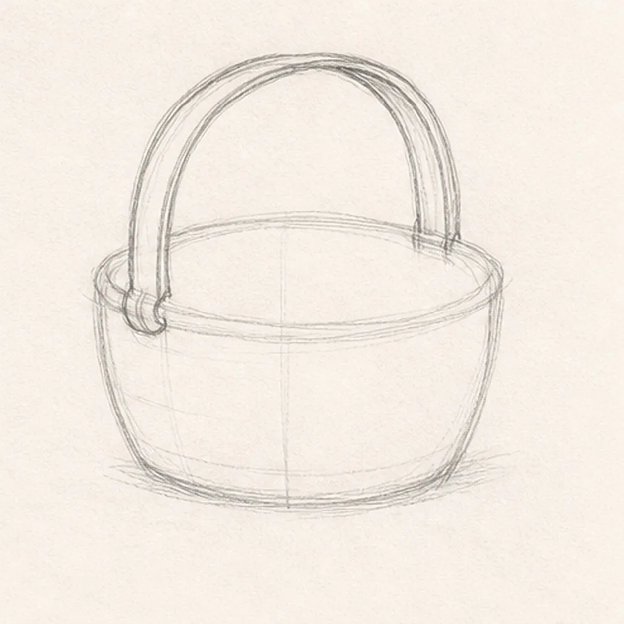 Raise the handle stage for how to draw a picnic basket