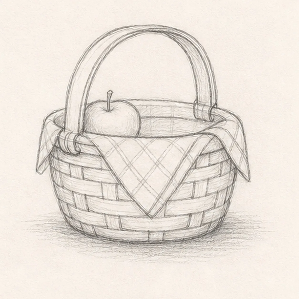 Weave the basket stage for how to draw a picnic basket