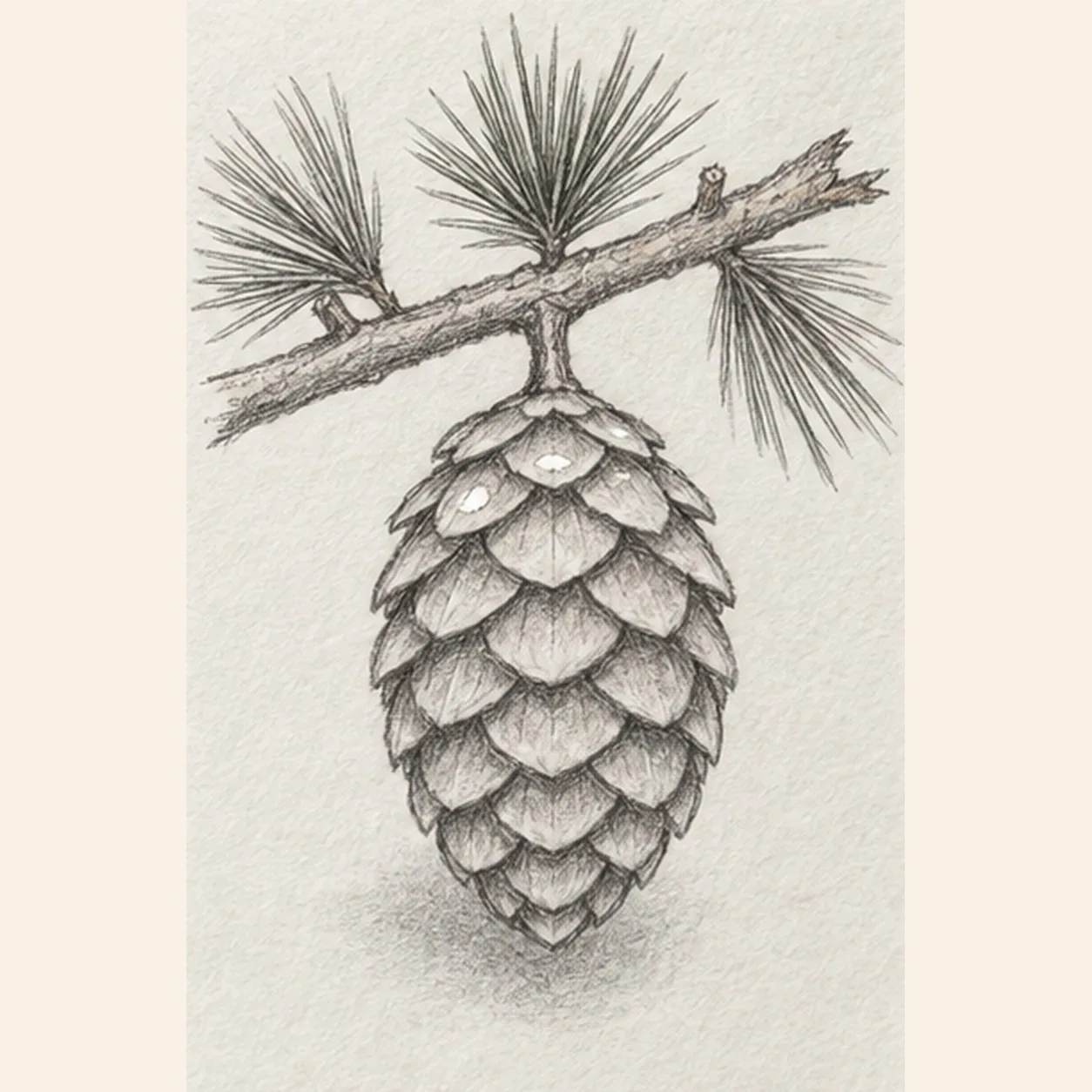 Shade the scale lips stage for how to draw a pinecone on a branch