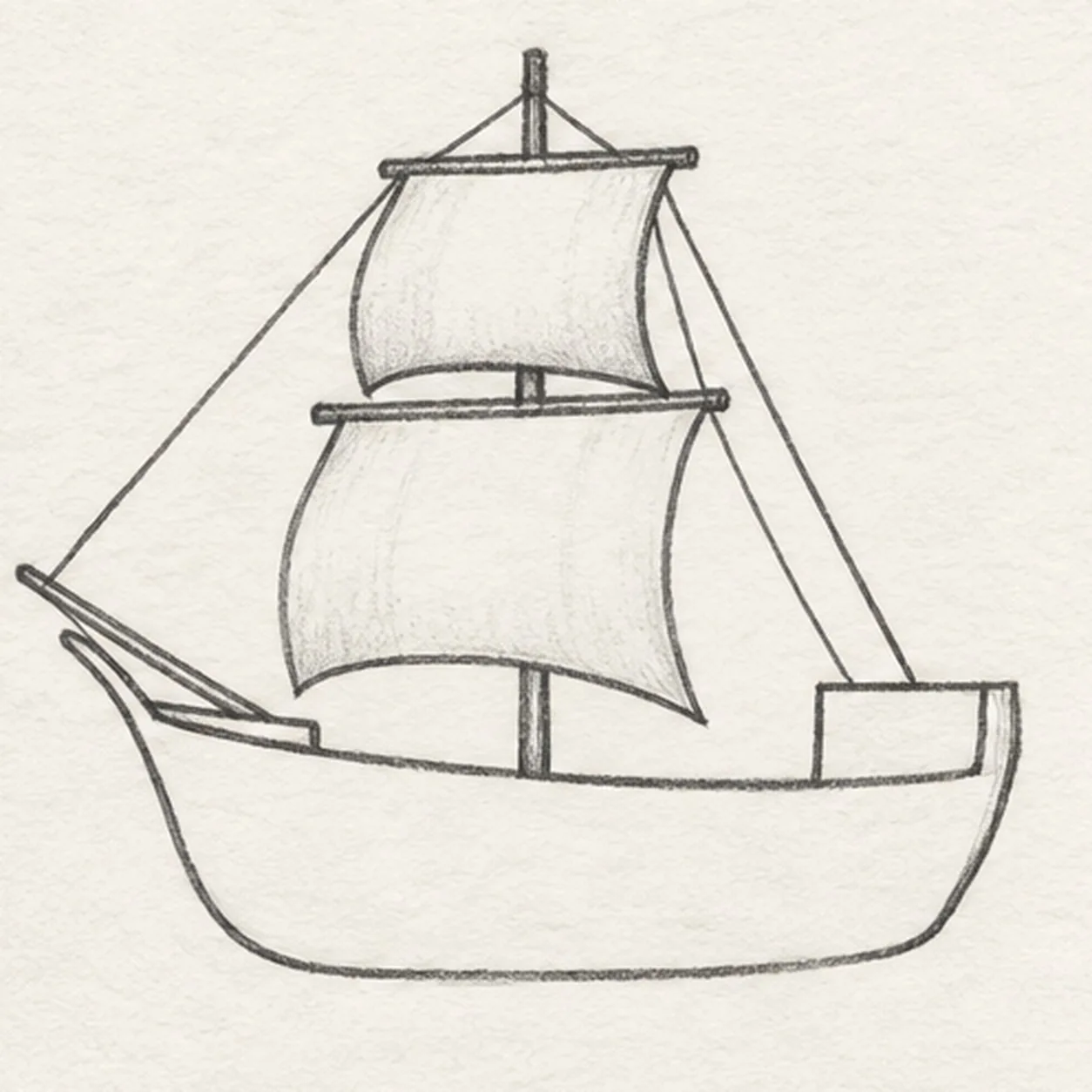 Hang the sails and rigging stage for how to draw a pirate sailing ship at sea