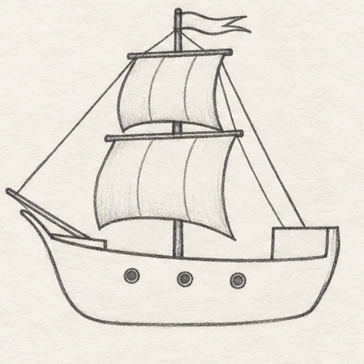 Add the pirate details stage for how to draw a pirate sailing ship at sea