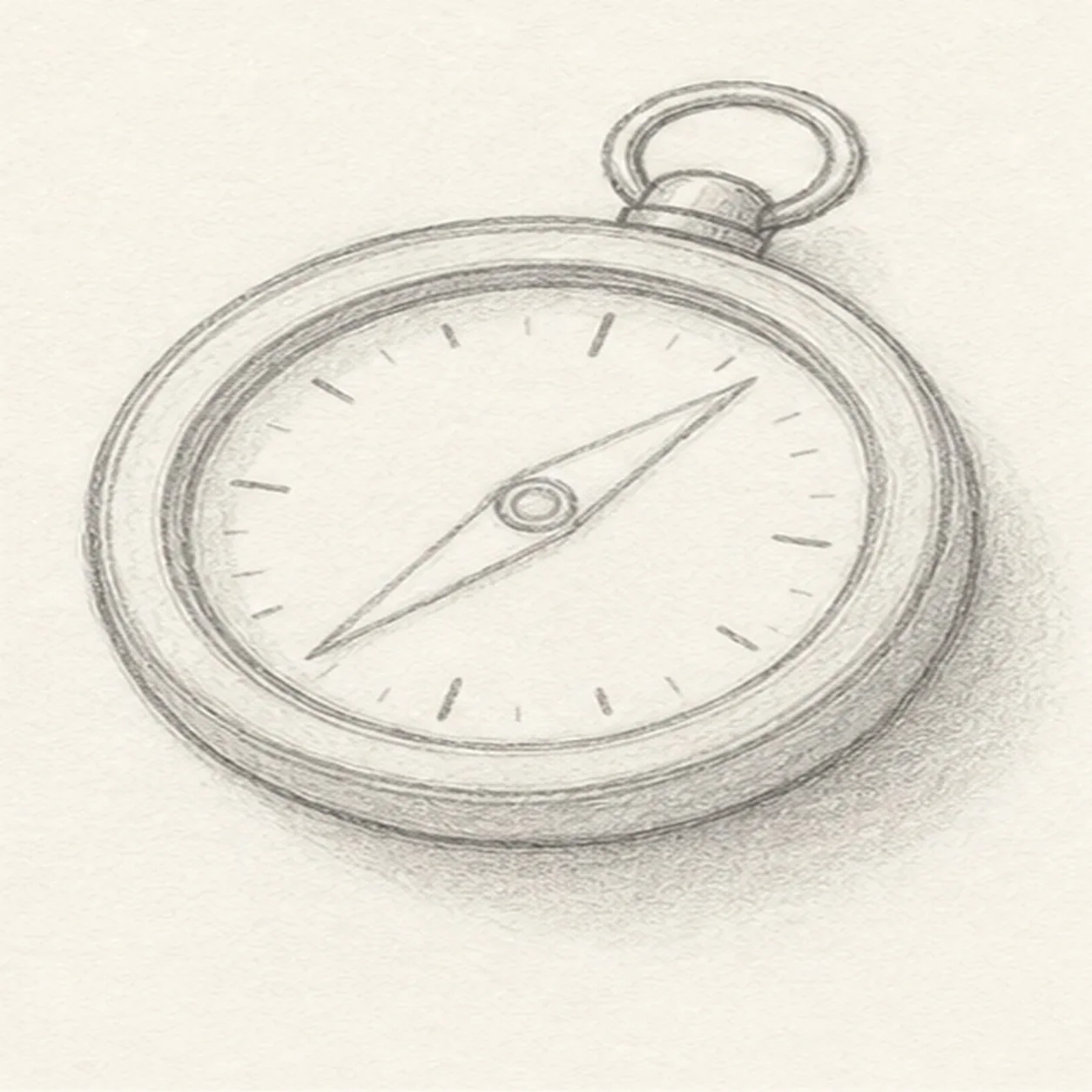 Mark ticks and shadow stage for how to draw a pocket compass