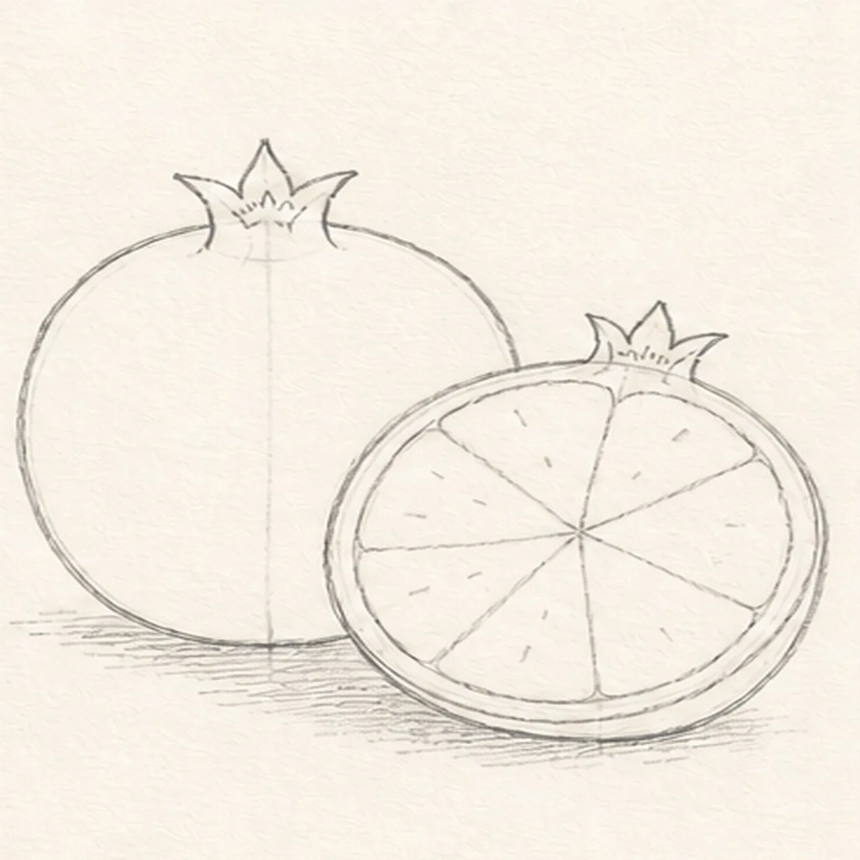 Build crowns and membranes stage for how to draw a cut-open pomegranate