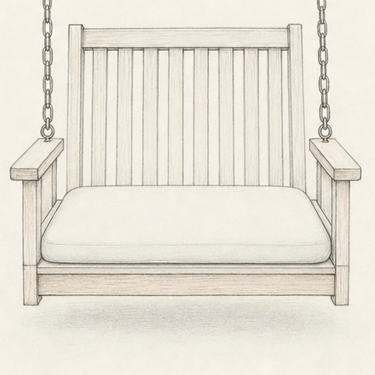 Add the cushion and back slats stage for how to draw a porch swing