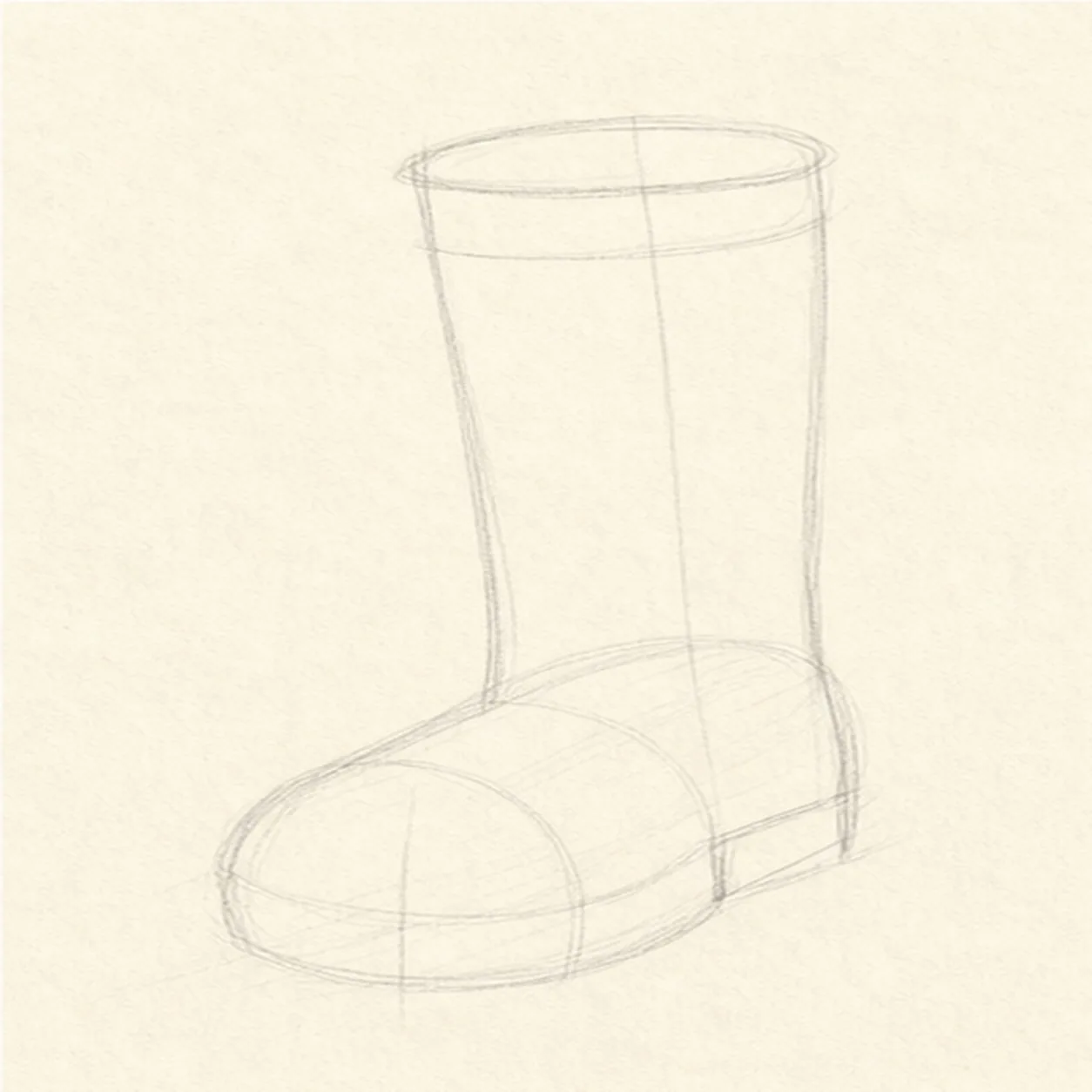 Block in the boot stage for how to draw a rain boot