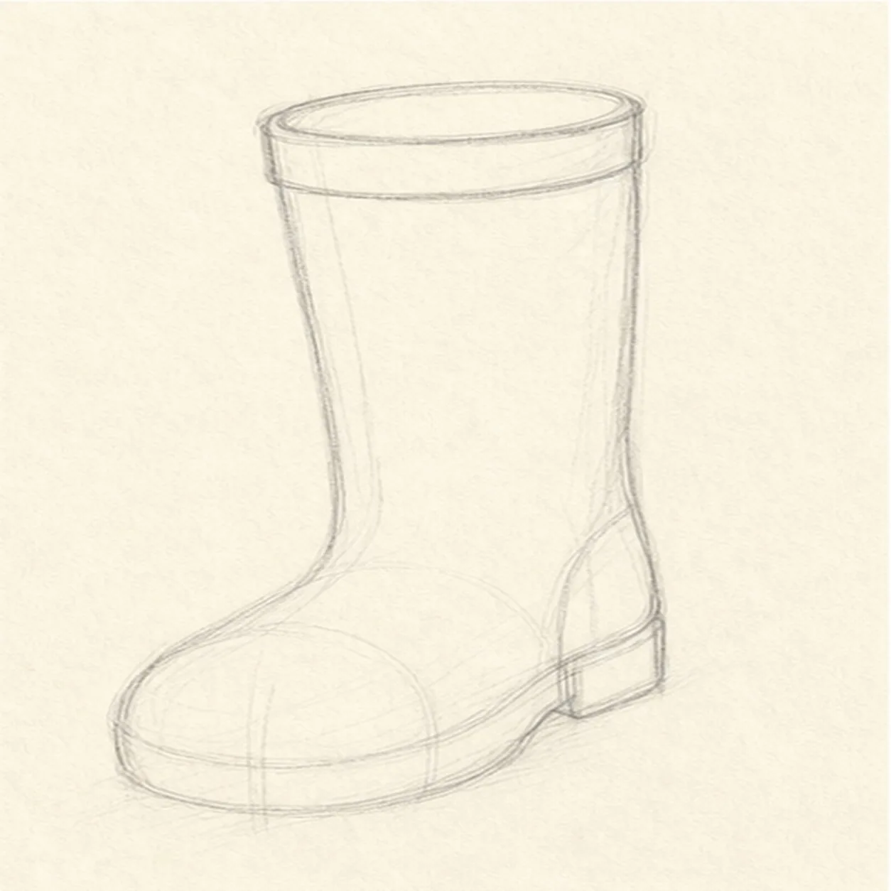 Curve the cuff and heel stage for how to draw a rain boot