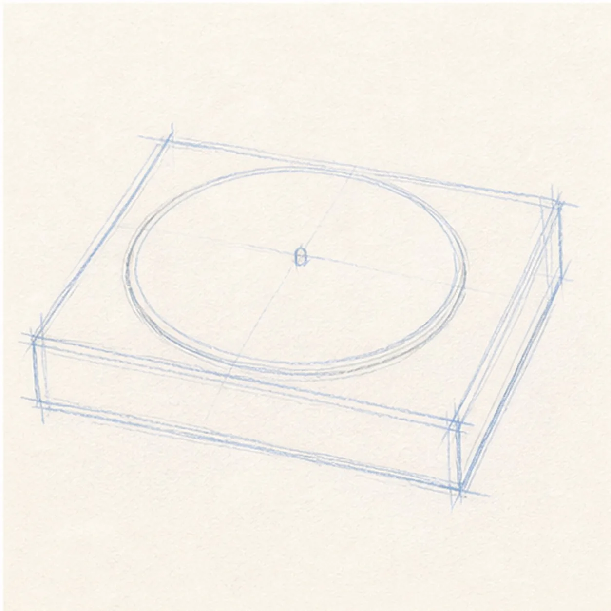 Place the base and record stage for how to draw a record player