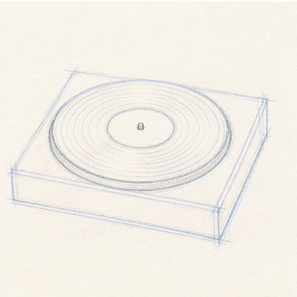 Center the label stage for how to draw a record player