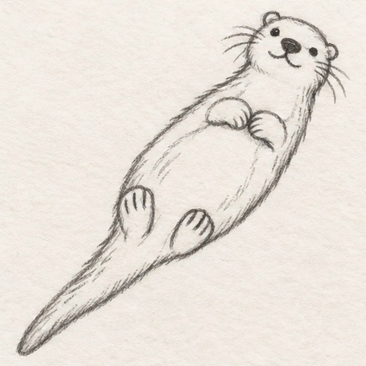 Add the otter face and fur stage for how to draw a floating river otter