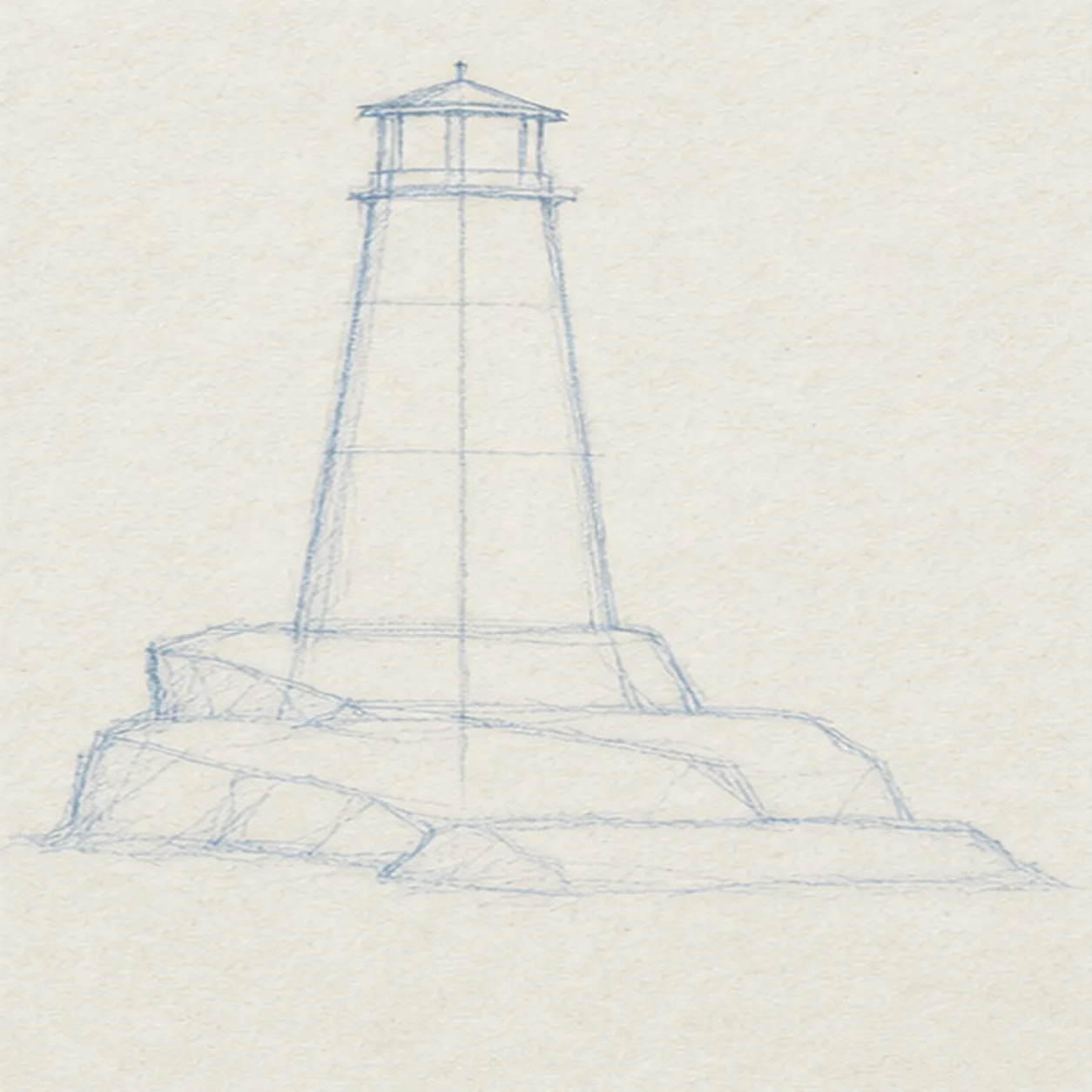 Build the lantern room stage for how to draw a lighthouse