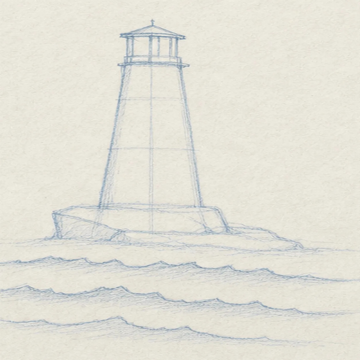 Sweep in the water stage for how to draw a lighthouse