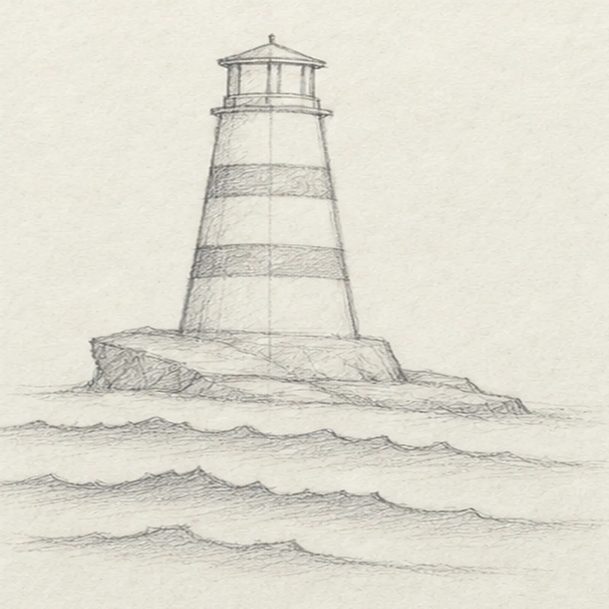 Place the tower details stage for how to draw a lighthouse