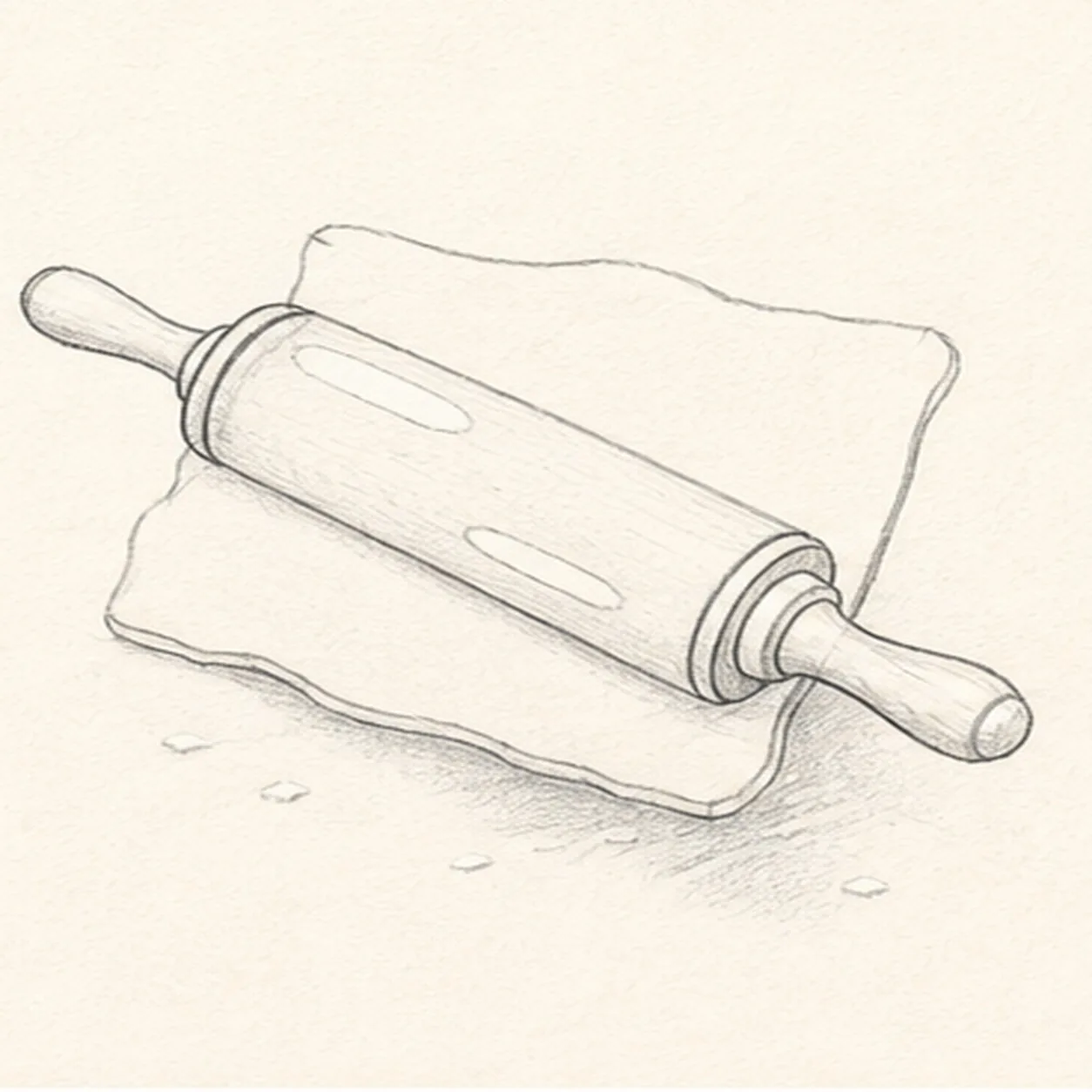 Reserve highlights flour and shadow stage for how to draw a rolling pin