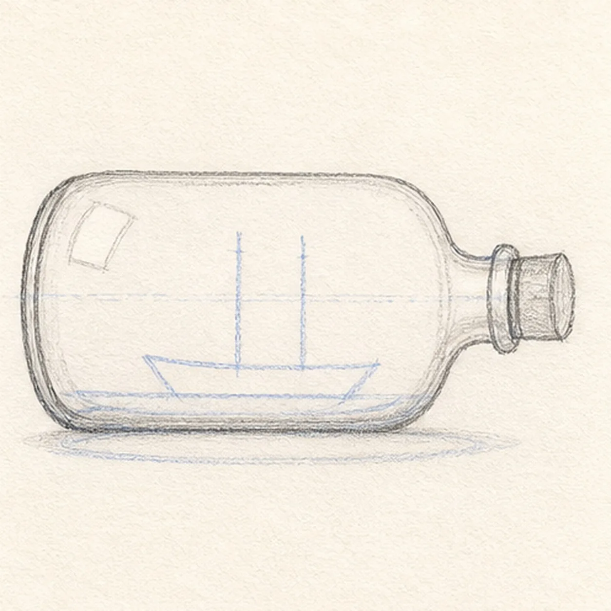 Shape the glass bottle stage for how to draw a sailboat in a bottle
