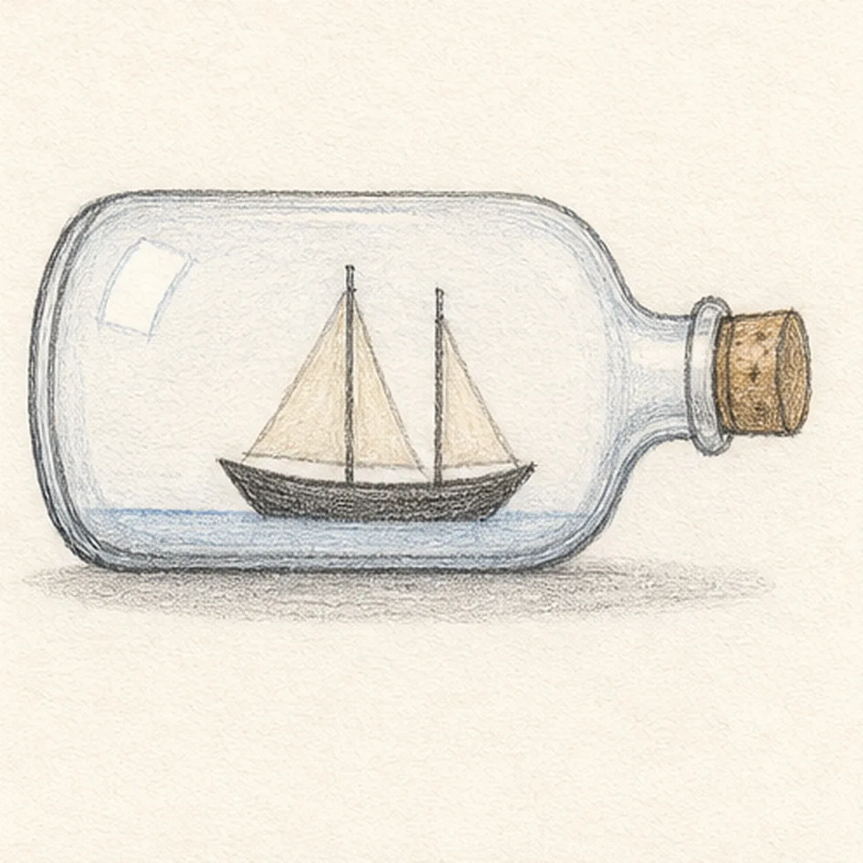 Tint the glass stage for how to draw a sailboat in a bottle