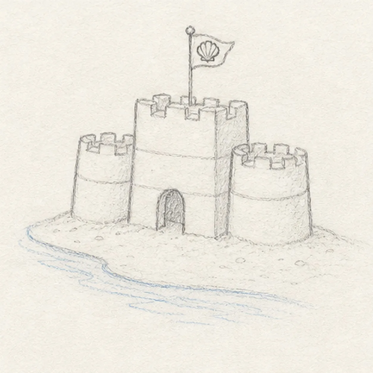 Add the tiny details stage for how to draw a sandcastle