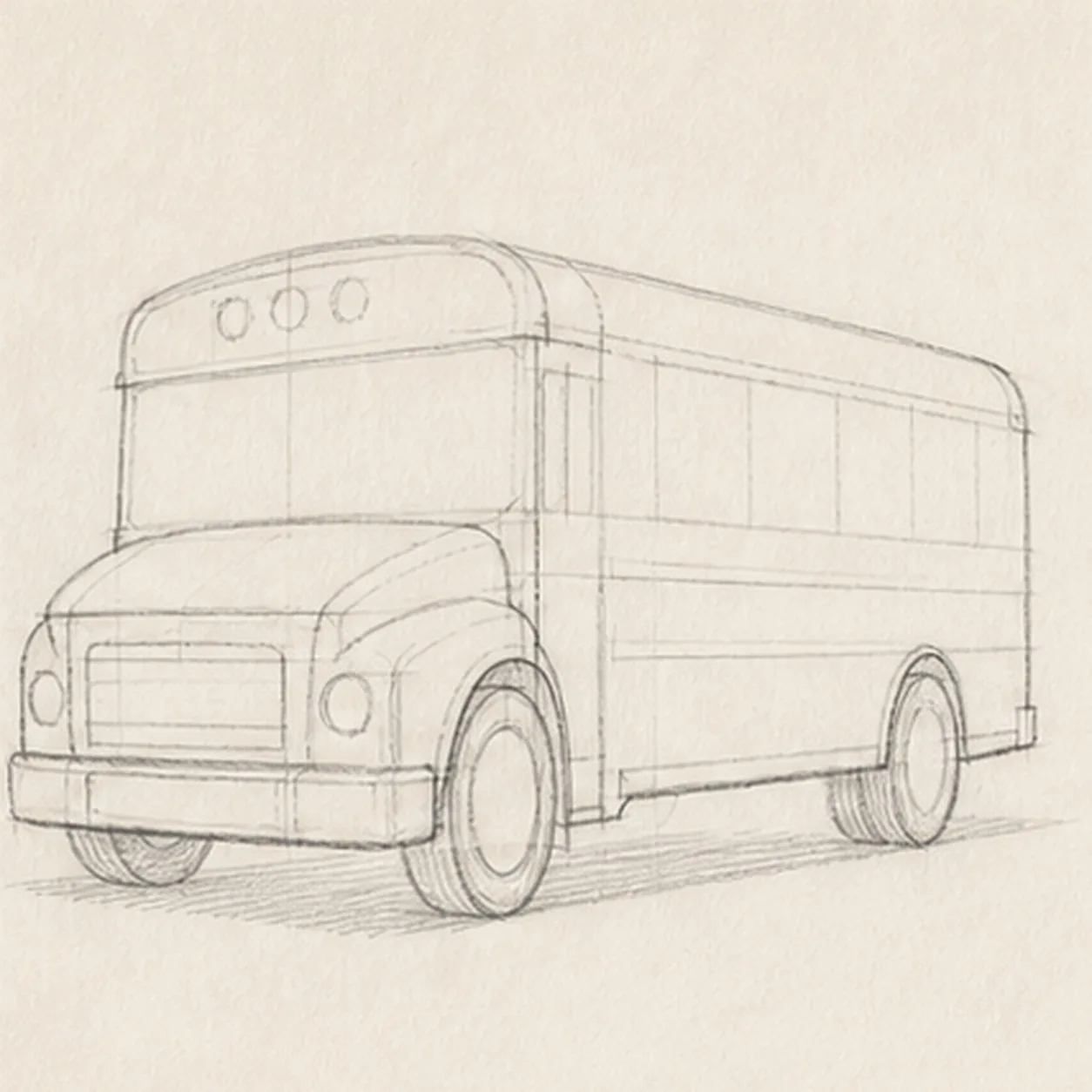 Refine the body planes stage for how to draw a school bus