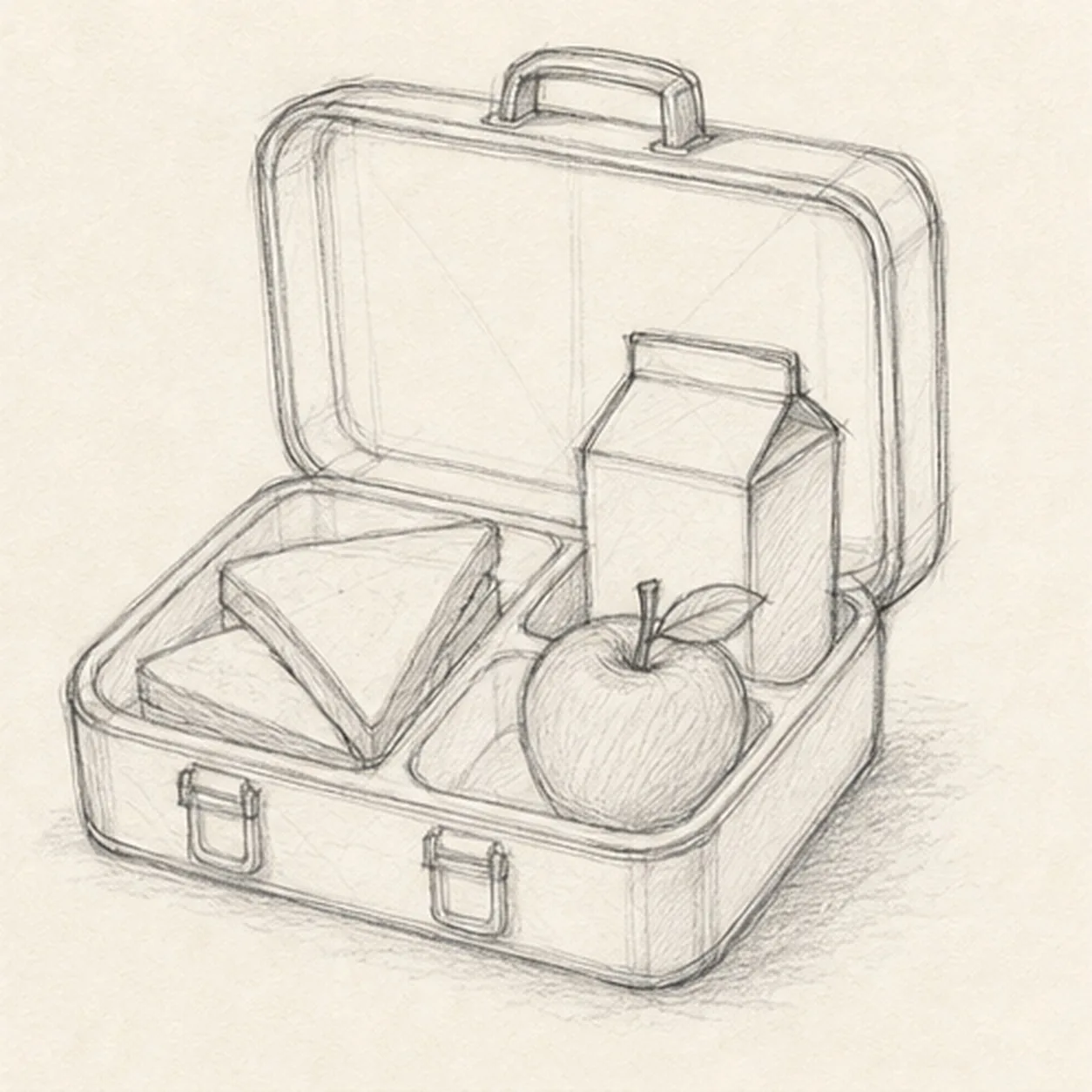 Pack the lunch stage for how to draw a school lunchbox