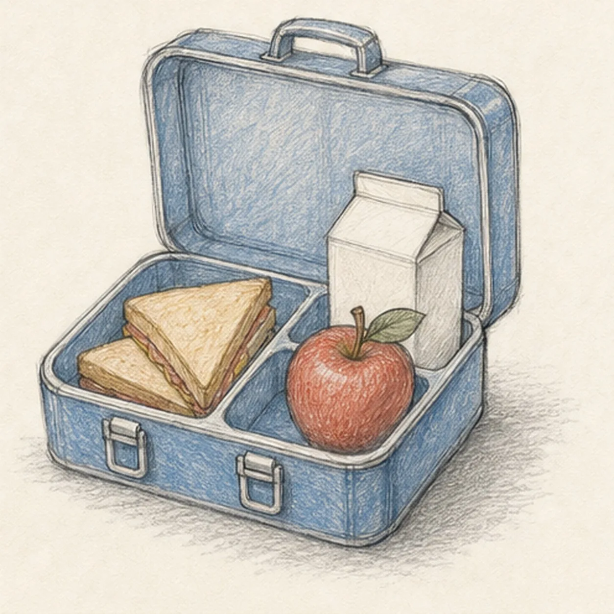 Layer restrained color stage for how to draw a school lunchbox