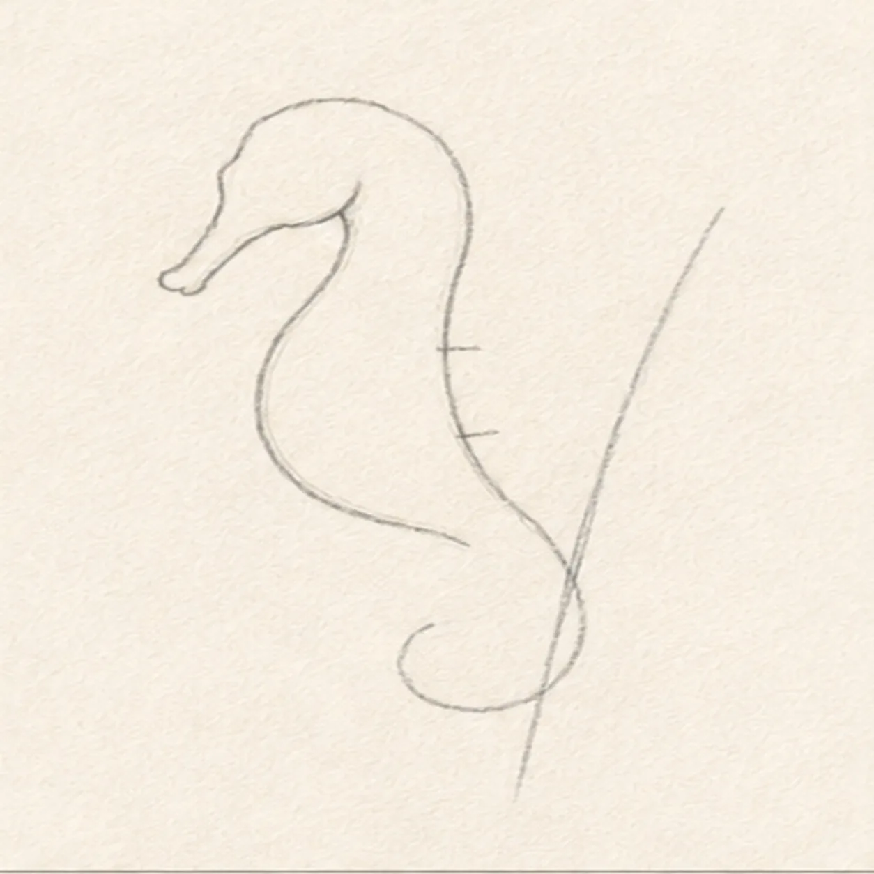 Shape the head and body stage for how to draw a seahorse