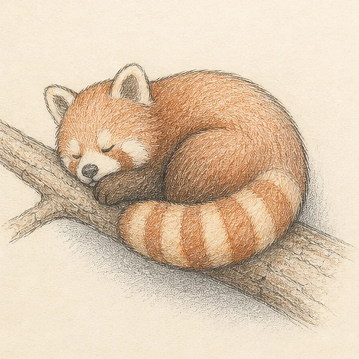 Glaze the quiet color stage for how to draw a sleepy red panda
