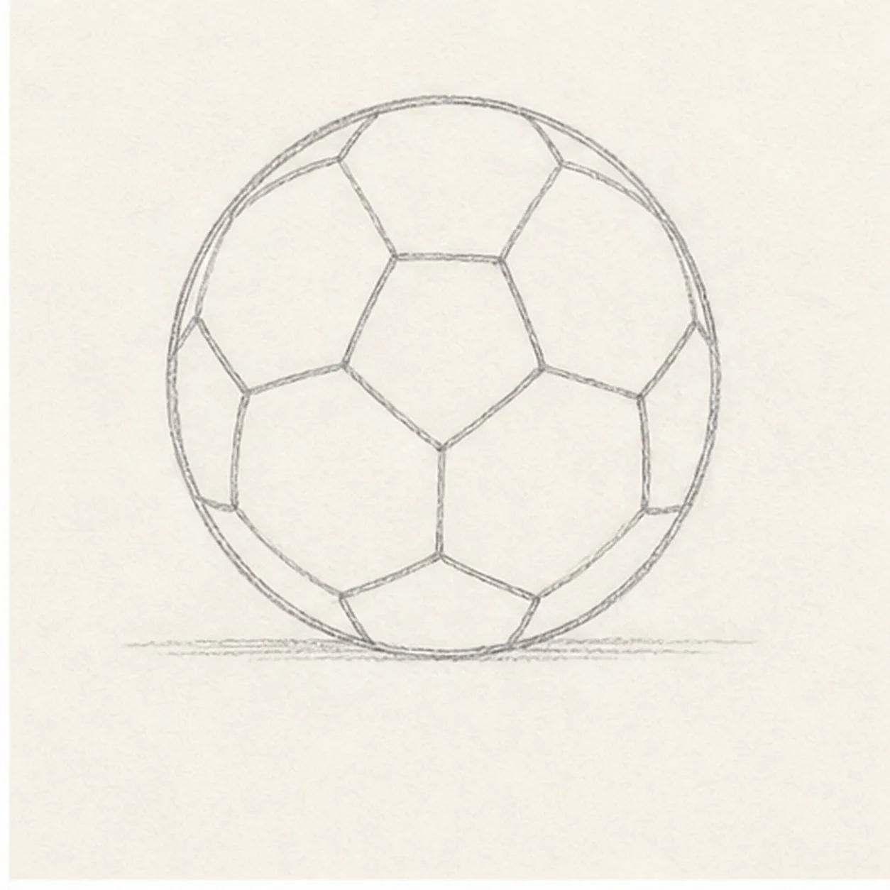 Complete the panels stage for how to draw a soccer ball