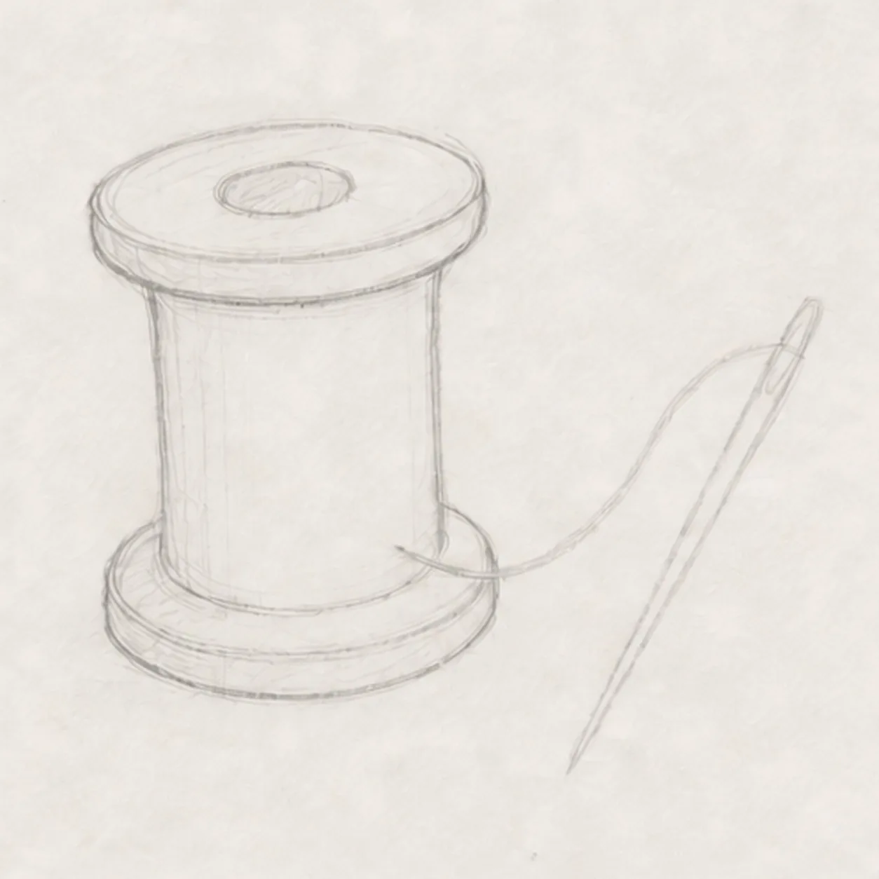 Shape the wooden spool stage for how to draw a spool and needle