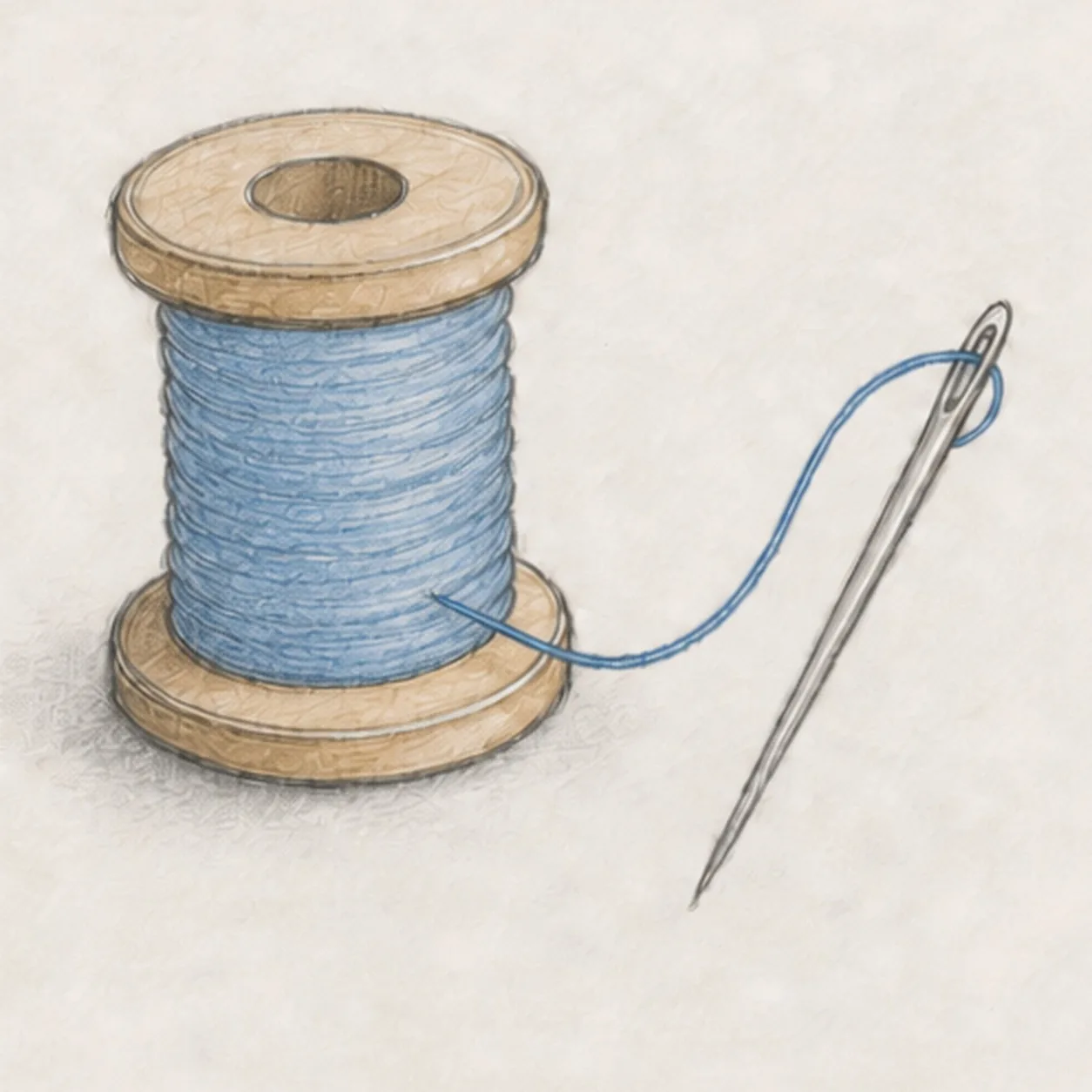 Shade the sewing colors stage for how to draw a spool and needle