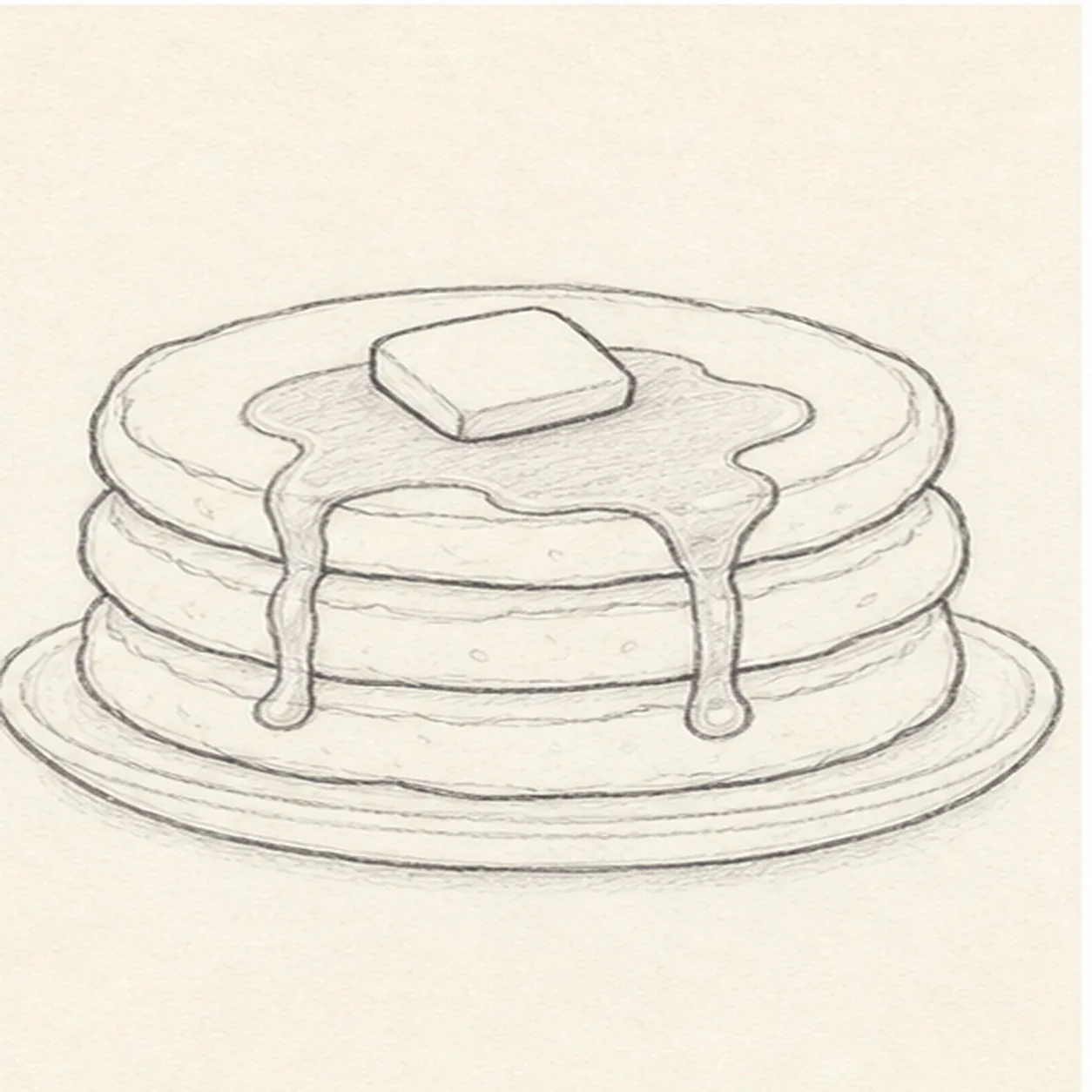 Add butter and syrup stage for how to draw a pancake stack