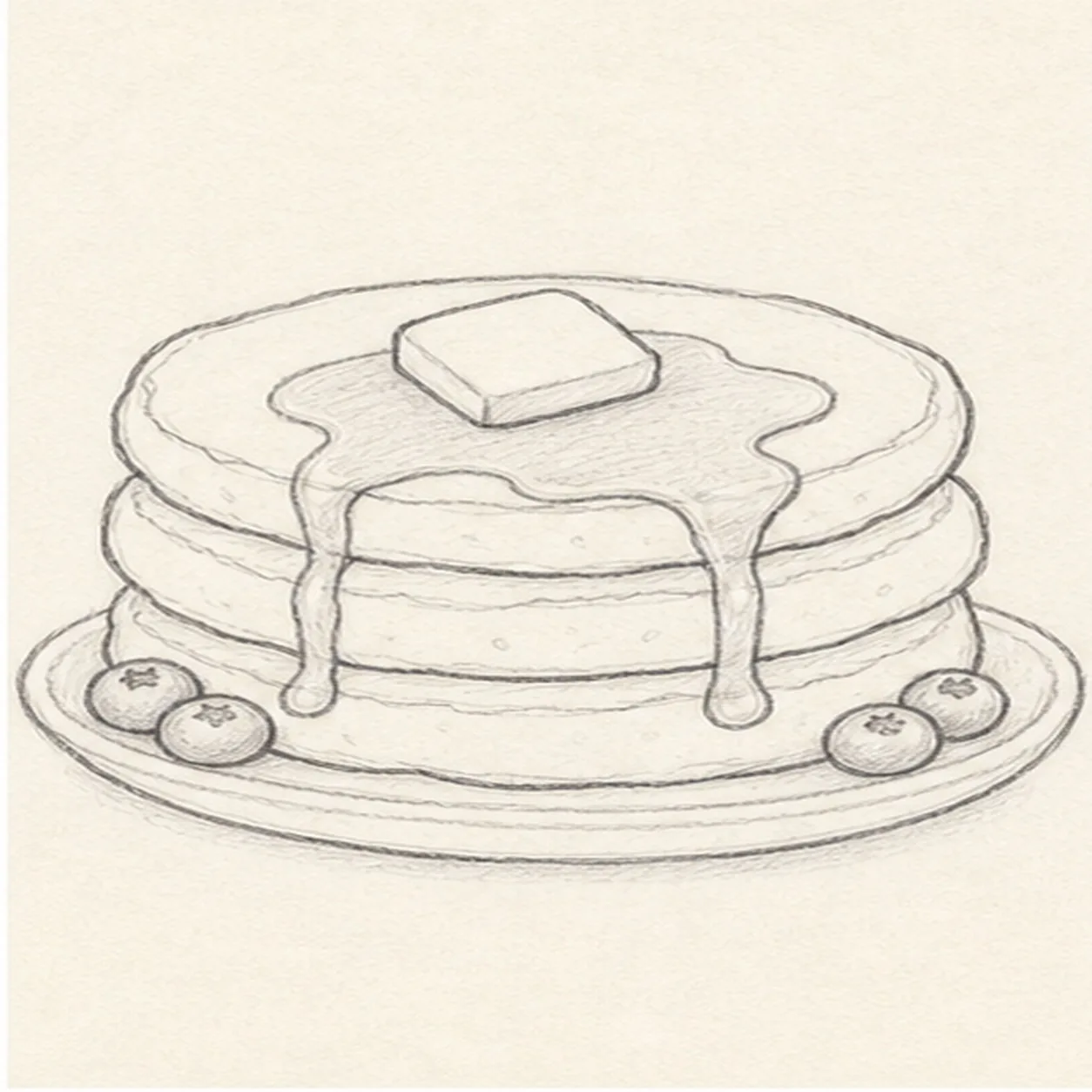 Scatter a few berries stage for how to draw a pancake stack