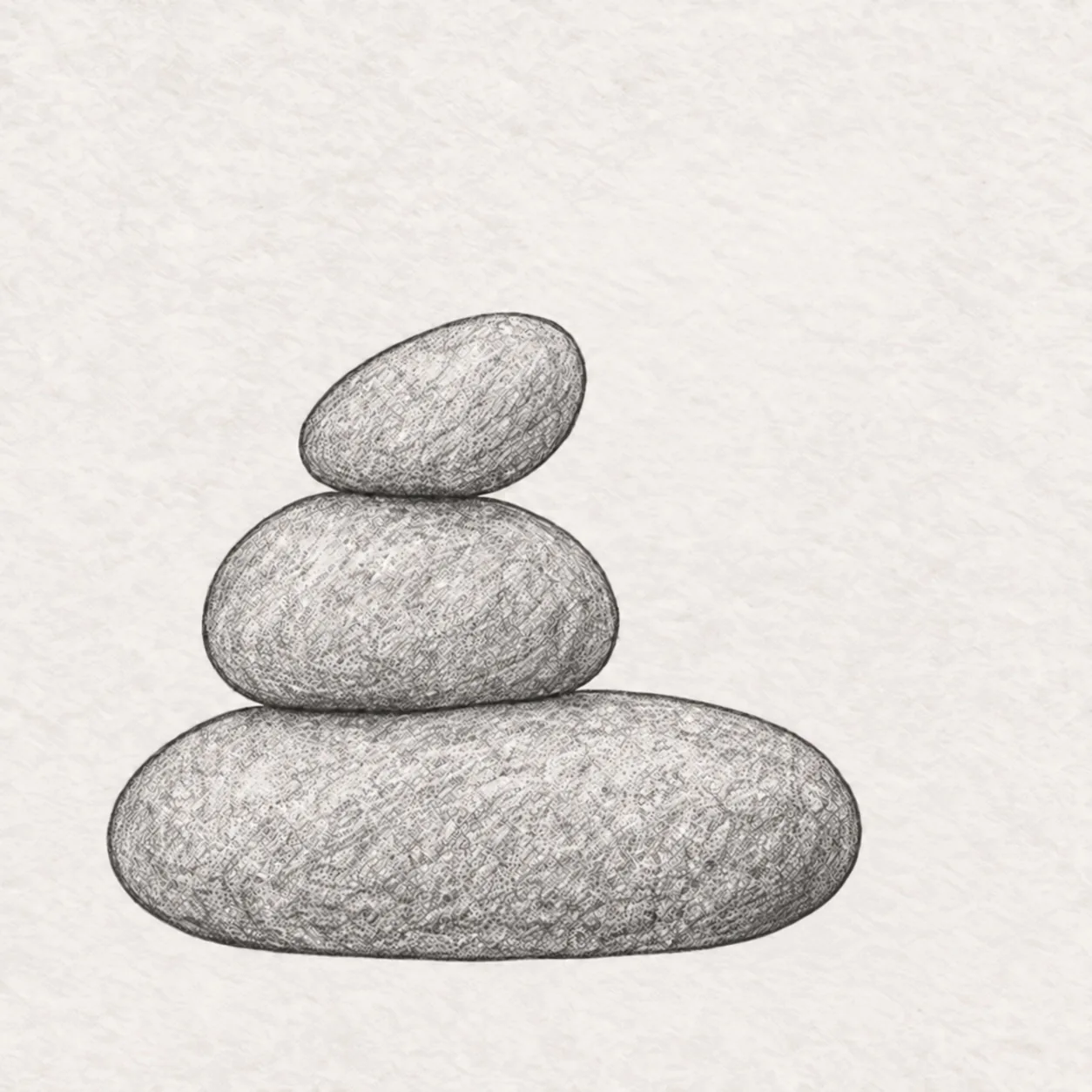 Balance the top stone stage for how to draw stacked river stones with a fern sprig