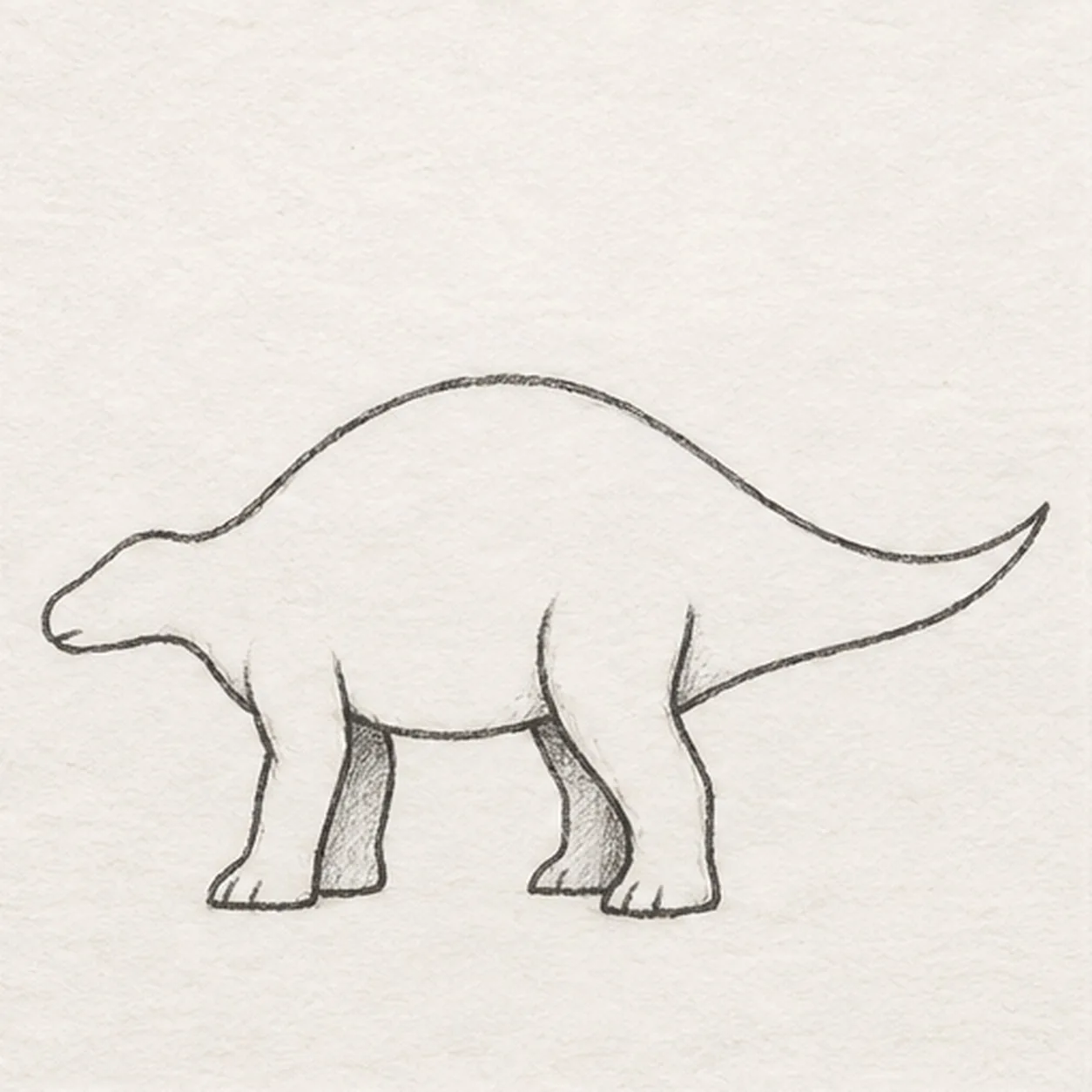 Connect the legs and belly stage for how to draw a stegosaurus