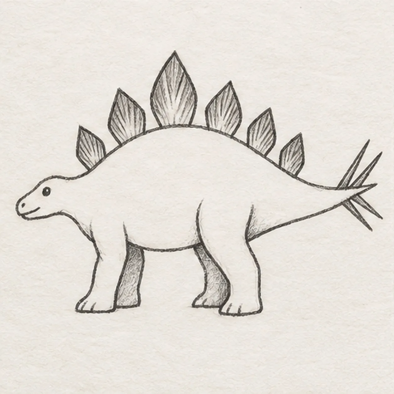 Add the face and tail spikes stage for how to draw a stegosaurus