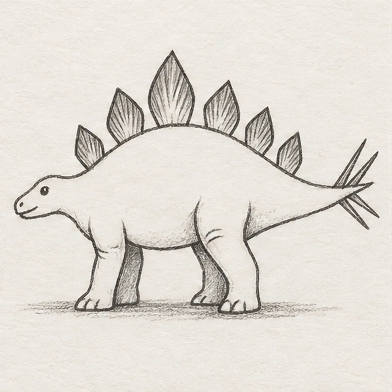 Add knee folds and ground stage for how to draw a stegosaurus