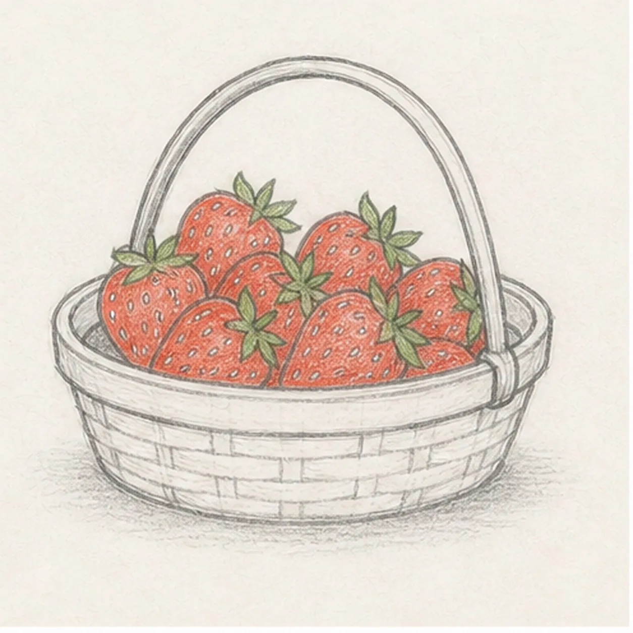 Color the berries stage for how to draw a strawberry basket