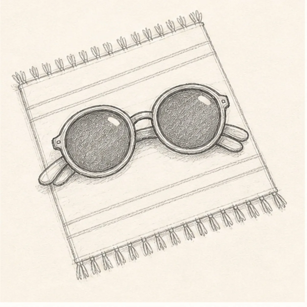 Shade the lenses stage for how to draw sunglasses on a towel