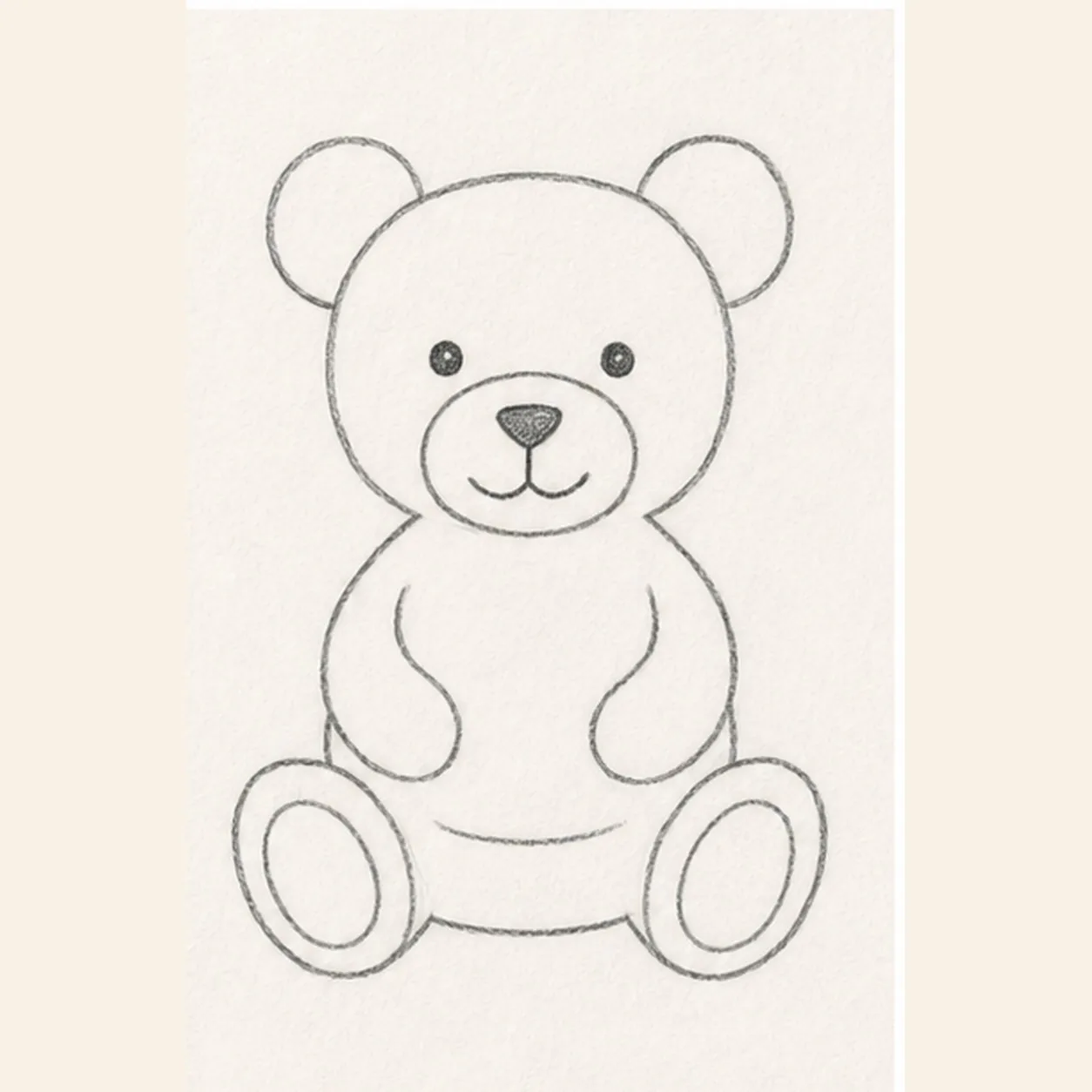 Place the arms and face stage for how to draw a patched teddy bear