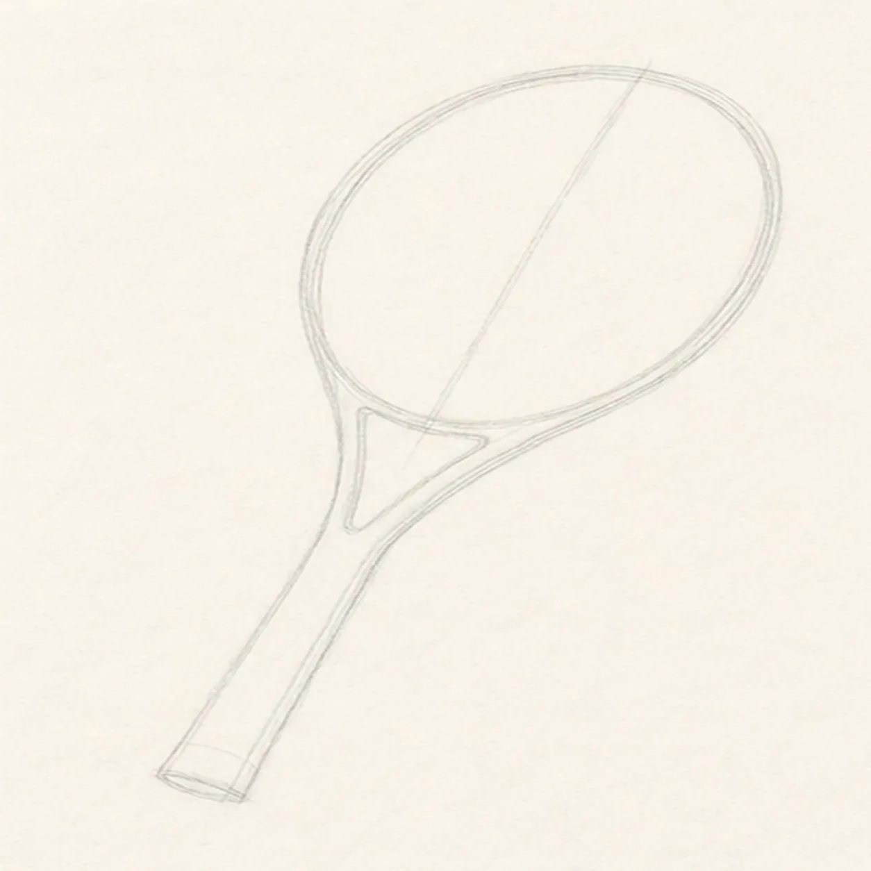 Add throat and handle stage for how to draw a tennis racket
