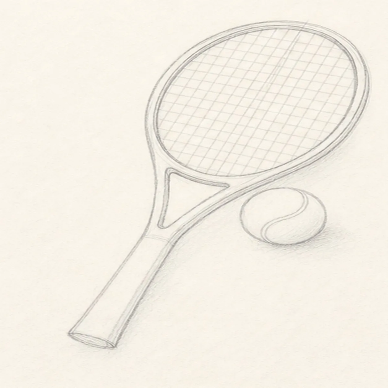 Set the ball beside it stage for how to draw a tennis racket