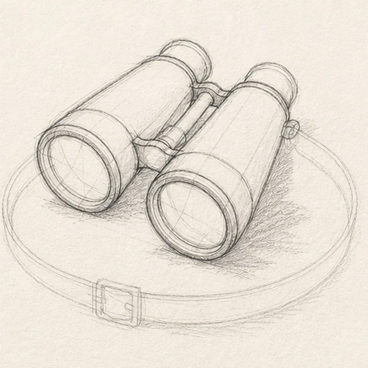 Shape the optical body stage for how to draw vintage binoculars