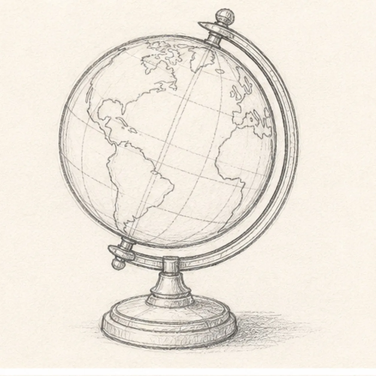 Map the curved surface stage for how to draw a vintage desk globe