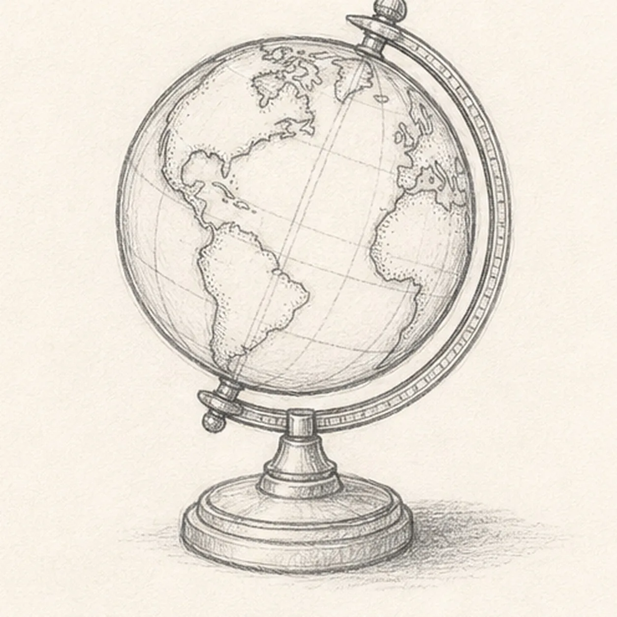 Add the vintage hardware stage for how to draw a vintage desk globe