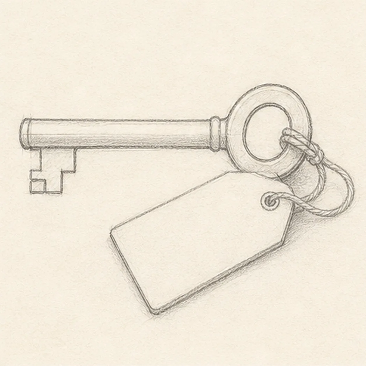 Tie on the tag stage for how to draw a vintage key